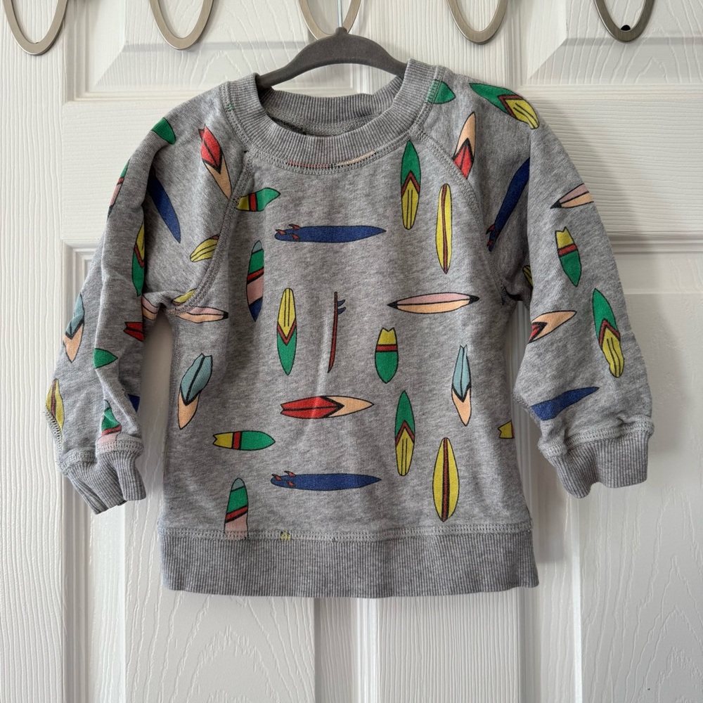 🏄🏻‍♂️ Hanna Andersson Gray Sweatshirt with Surfboard Design